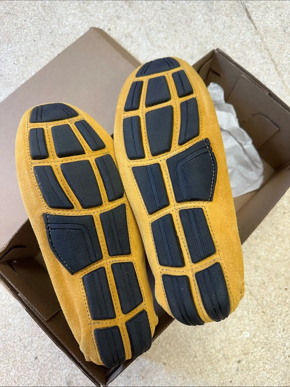 Mercanti Fiorentini Men's Suede Boat Shoes in Mustard Yellow
